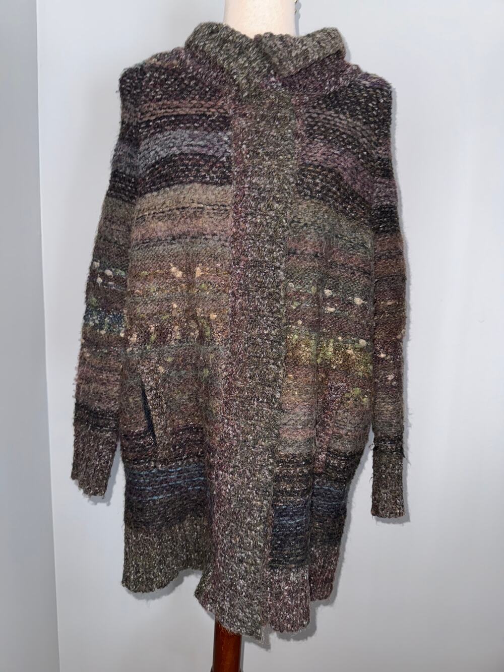 Free People Starlight Shadow Poncho/Cardigan sweater -multicolor - size XS